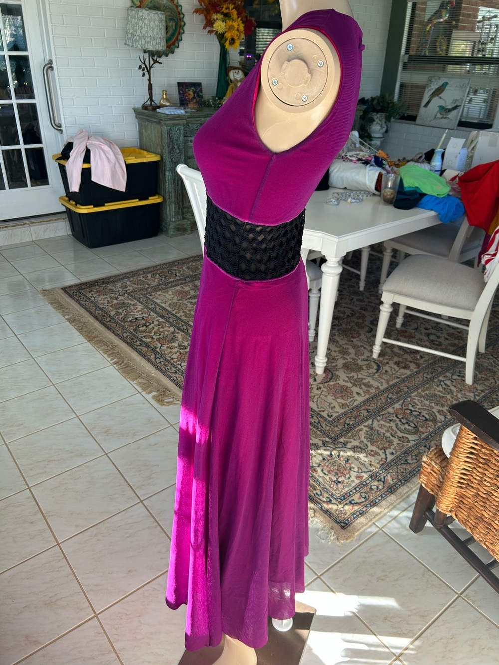 Jean Paul Gaultier Fuchsia Maxi Dress with Black Waist Detail